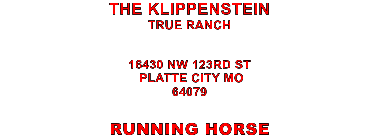 RUNNING HORSE 16430 NW 123RD ST  PLATTE CITY MO 64079 THE KLIPPENSTEIN TRUE RANCH